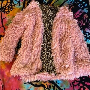 Pink fur cheetah coat